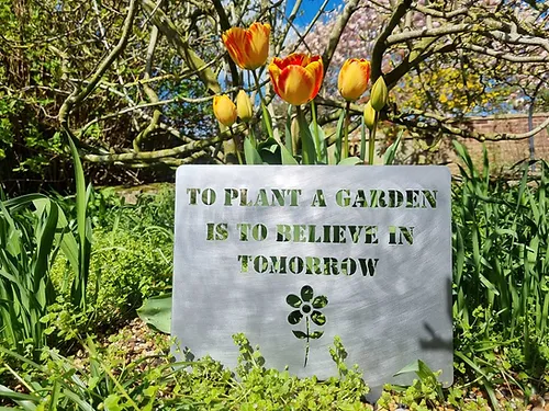 rustic metal believe in tomorrow floor sign UK