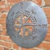 rustic metal nautical compass wall disc UK
