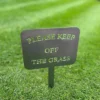 rustic metal keep off the grass floor sign UK