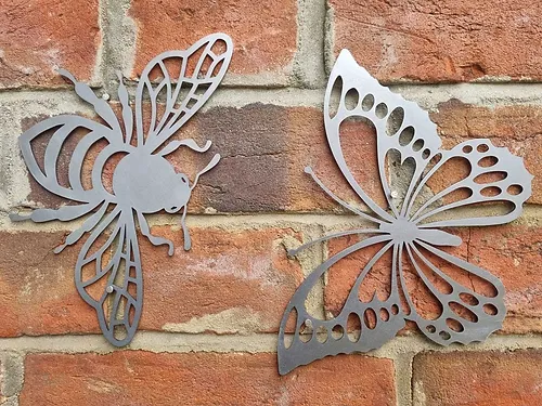 Rustic Metal Butterfly & Honey Bee Wall Art Set