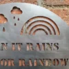 rustic metal when it rains look for rainbows inspirational wall sign UK
