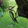 rustic metal woodpecker garden ornament UK