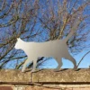 rustic metal walking cat garden ornament UK