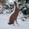 rustic metal sitting hare garden ornament UK