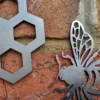 rustic metal honeycomb bumblebee wall art set UK