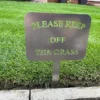 rustic metal keep off the grass floor sign UK