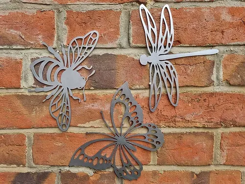 Rustic Metal Honey Bee, Butterfly & Dragonfly Set