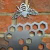 rustic metal honeycomb bumblebee wall art set UK